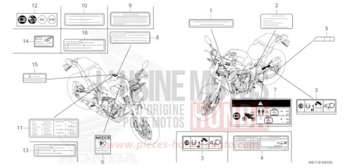 ETIQUETTE DE PRECAUTIONS (CB650RA) CB650RAM de 2021